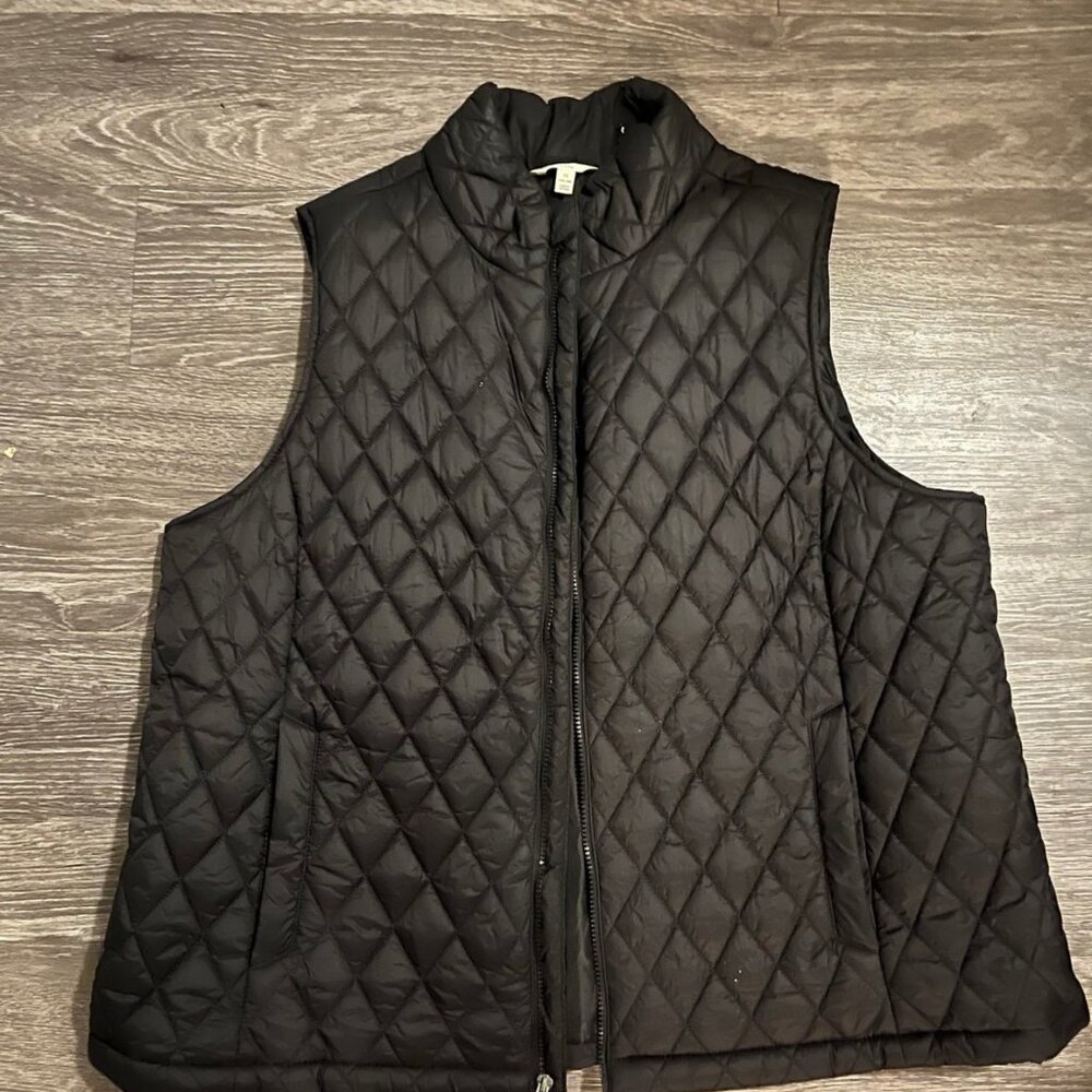 BLACK QUILTED VEST FOR WOMEN